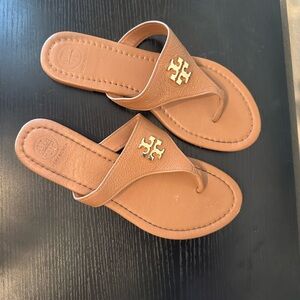 Tory Burch Tan Leather Thong Sandals